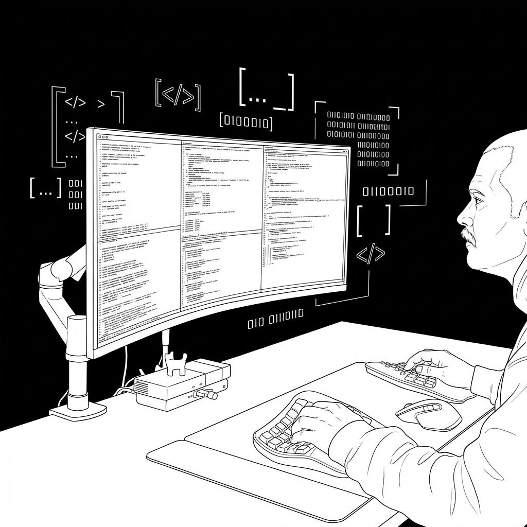 Developer building software sketch